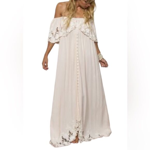 Fillyboo Dresses & Skirts - Fillyboo Wonder Years Embroidered Off The Shoulder Maxi Dress Size XS